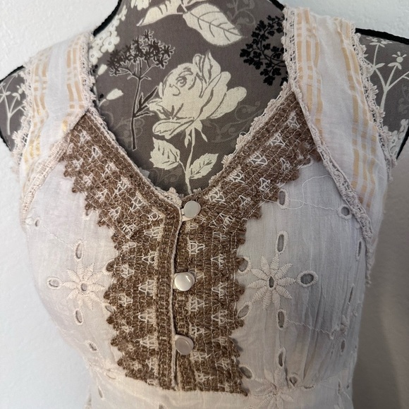 Me 2 Magic Bohemian Patchwork 100% Cotton dress in neutral tones- Size Small - Picture 6 of 6